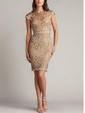pintuck lace inset cocktail dress tadashi shoji Pintuck Jersey and Lace A-Line Dress Tadashi Shoji Official Online Boutique